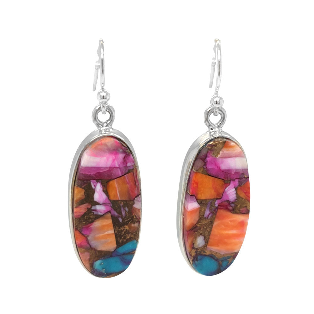 Oyster Turquoise Oval Silver Earrings 2
