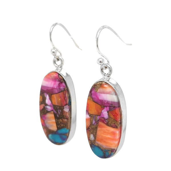 Oyster Turquoise Oval Silver Earrings 2