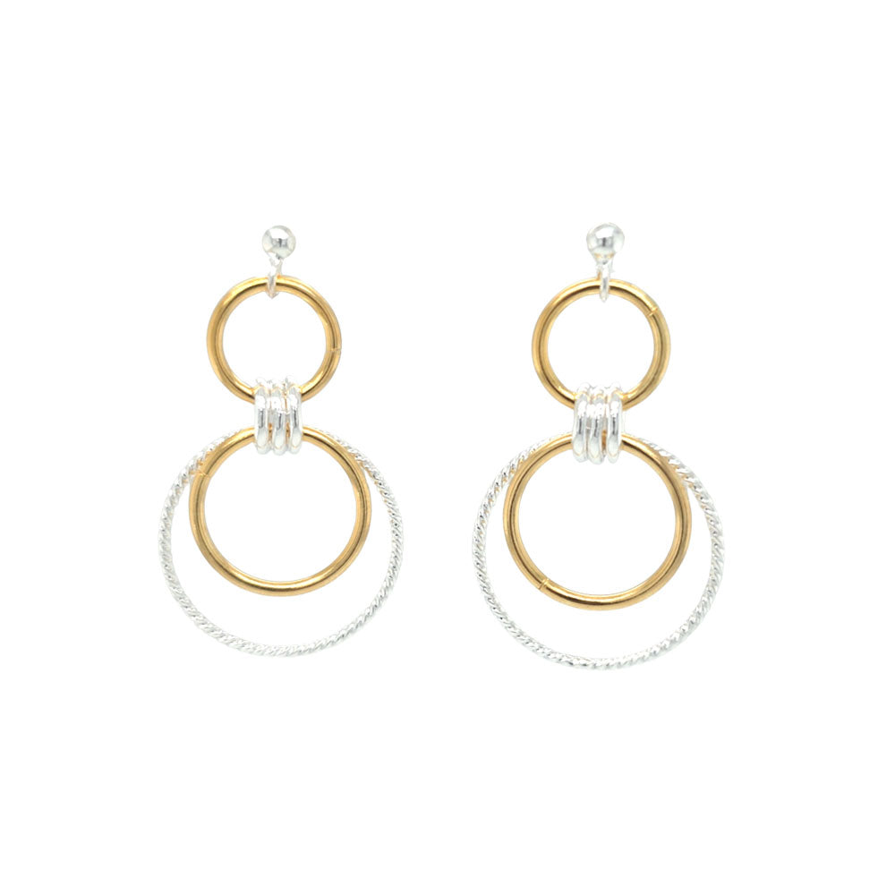 Two Tone Multi Row Circle Earrings