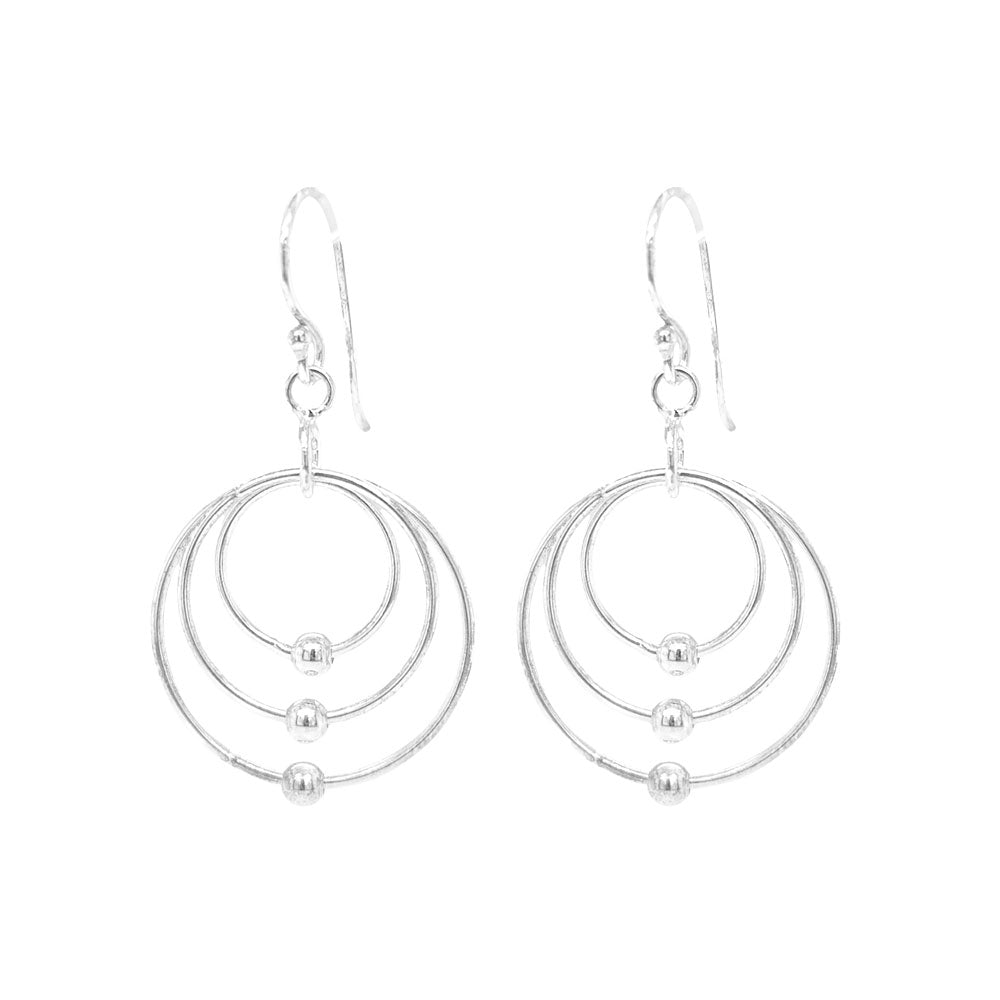 Sterling Silver Circle & Balls Link Earrings