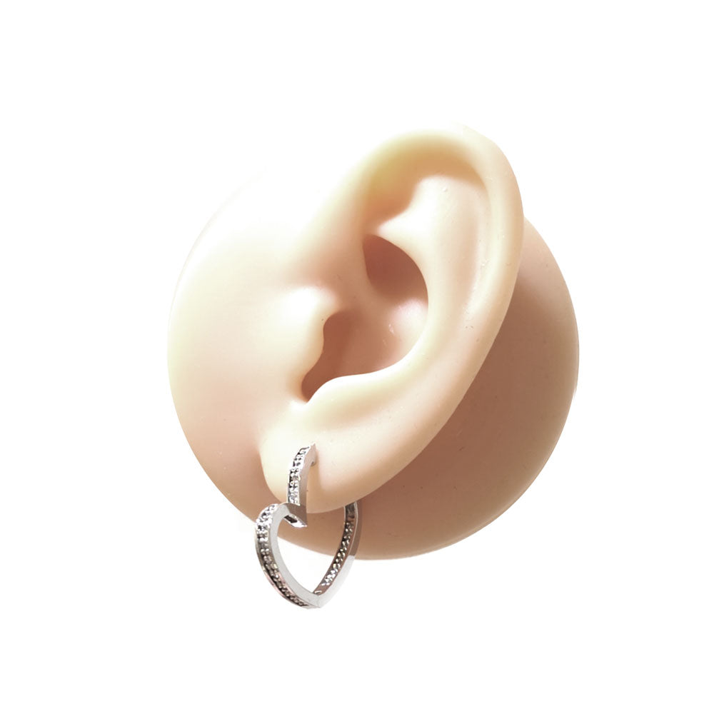 Sterling Silver Heart Hoop Earrings