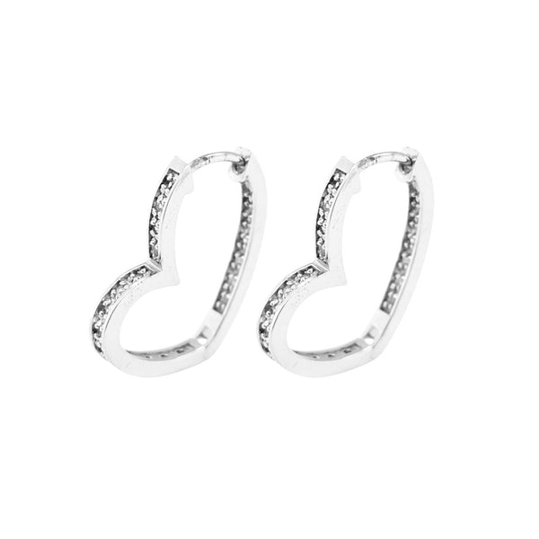 Sterling Silver Heart Hoop Earrings