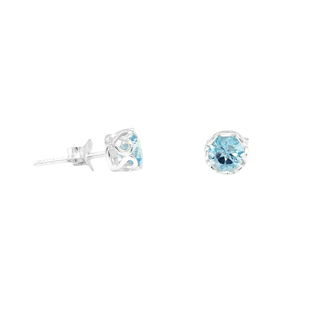 Blue Topaz Silver Stud Earrings