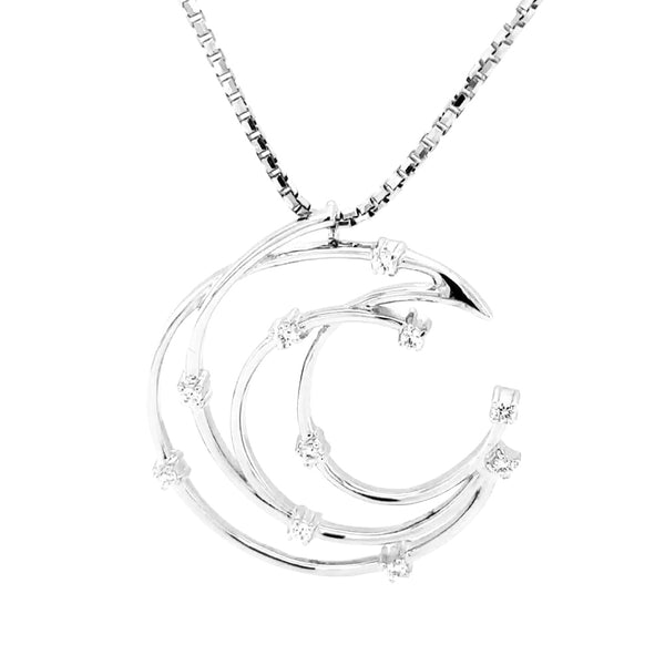 Crescent Moon with CZ Silver Necklace