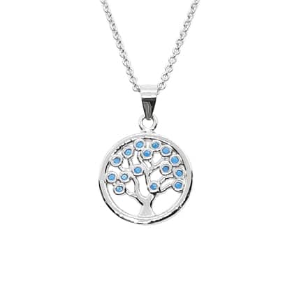 Rhodium Plated Sterling Silver Tree of Life Necklace
