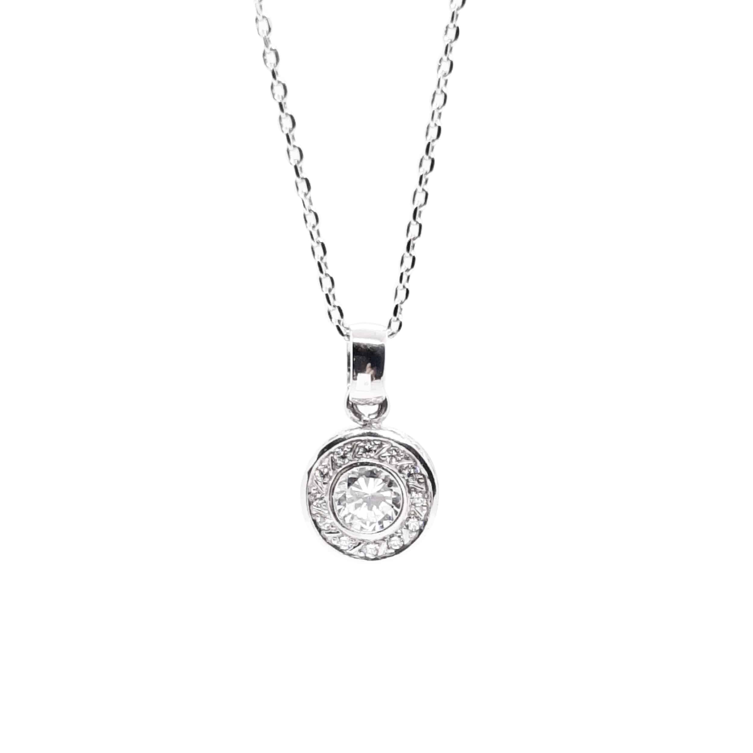 Petite Halo CZ Pendant in Silver