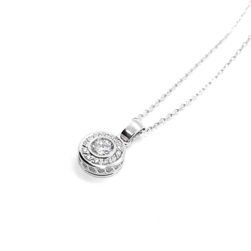 Petite Halo CZ Pendant in Silver