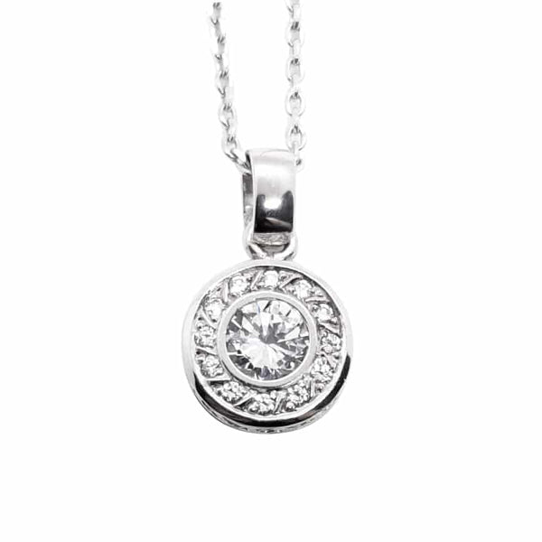 Petite Halo CZ Pendant in Silver