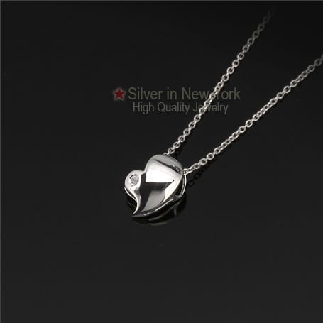 High Polished Tiny Puff Heart Necklace
