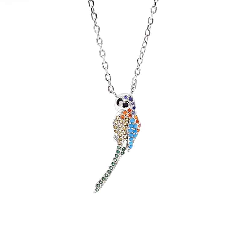 Silver Colourful Perrot Necklace