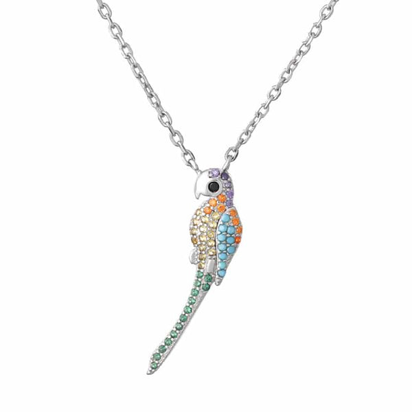 Silver Colourful Perrot Necklace