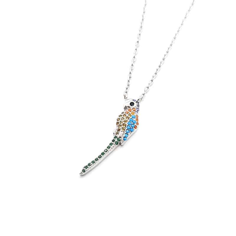 Silver Colourful Perrot Necklace