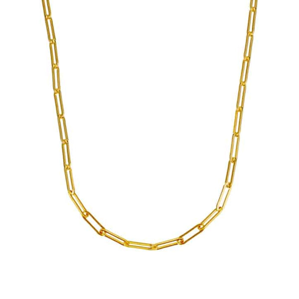 Sterling Silver 10mm Oblong Chain Necklace Yellow Gold