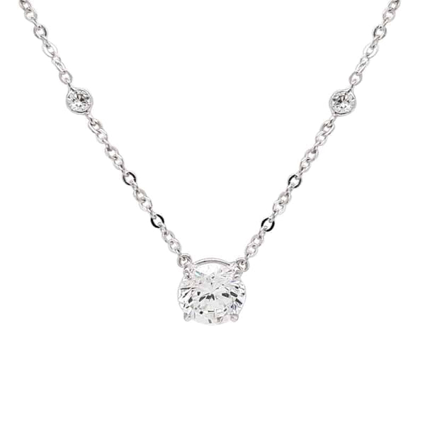 Rhodium Plated Silver CZ Necklace