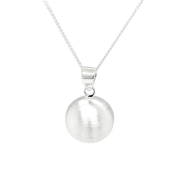 Brushed Round Ball Silver Necklace