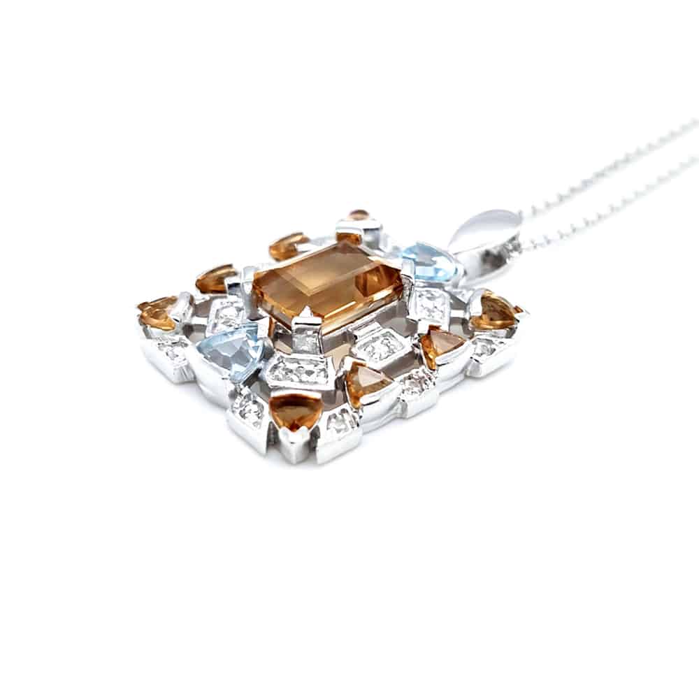 Citrine and Blue Topaz Pendant