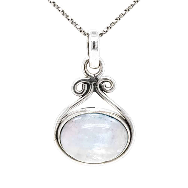 Rainbow Moonstone Pendant in Silver