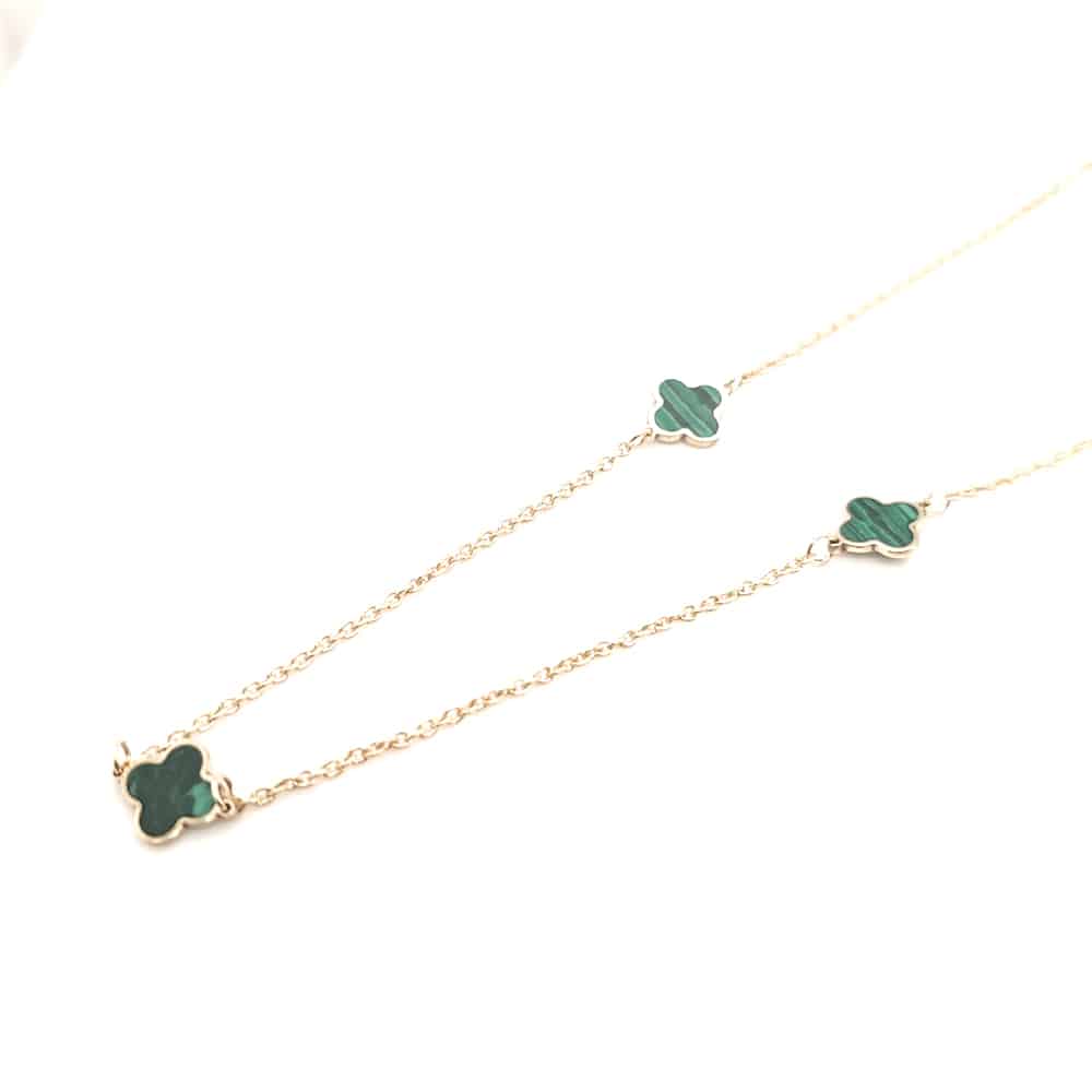 9K Yellow Gold Malachite Necklace