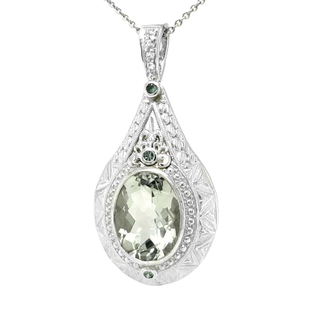 Tear Drop Green Amethyst and Peridot Silver Pendant