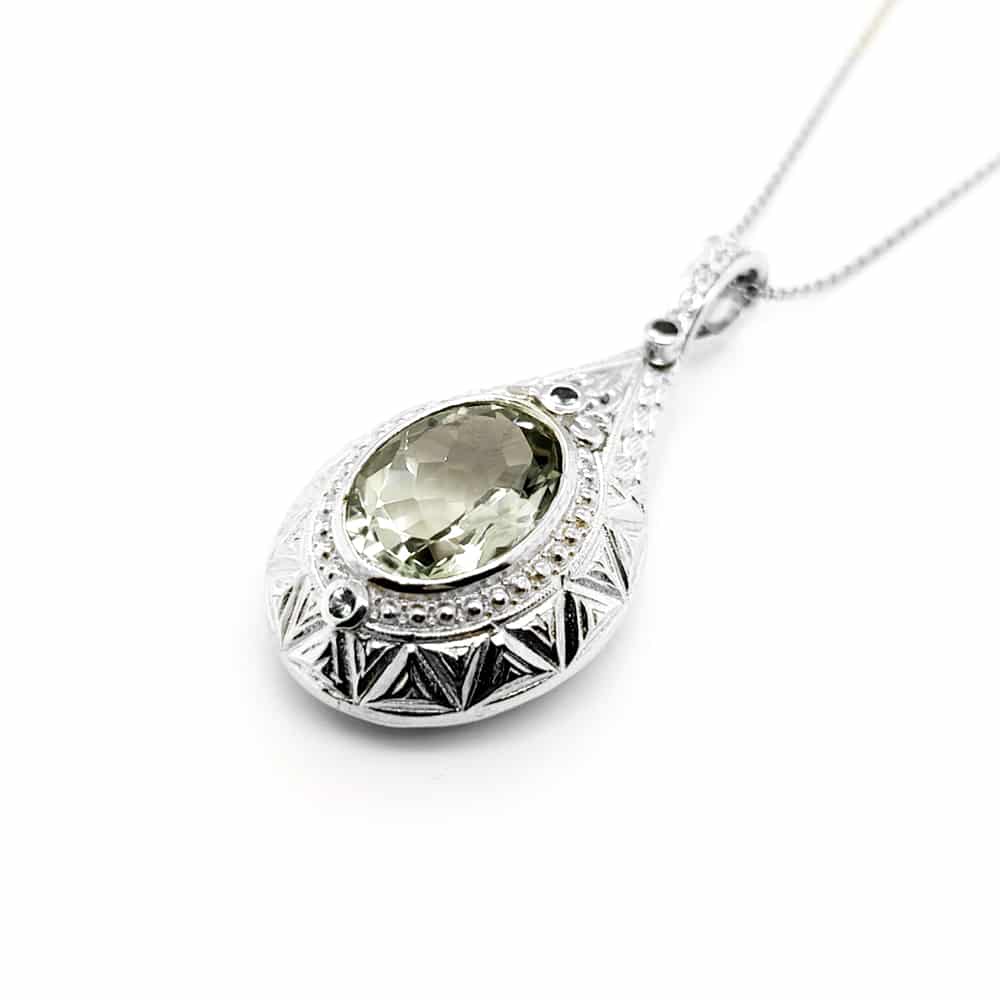 Tear Drop Green Amethyst and Peridot Silver Pendant