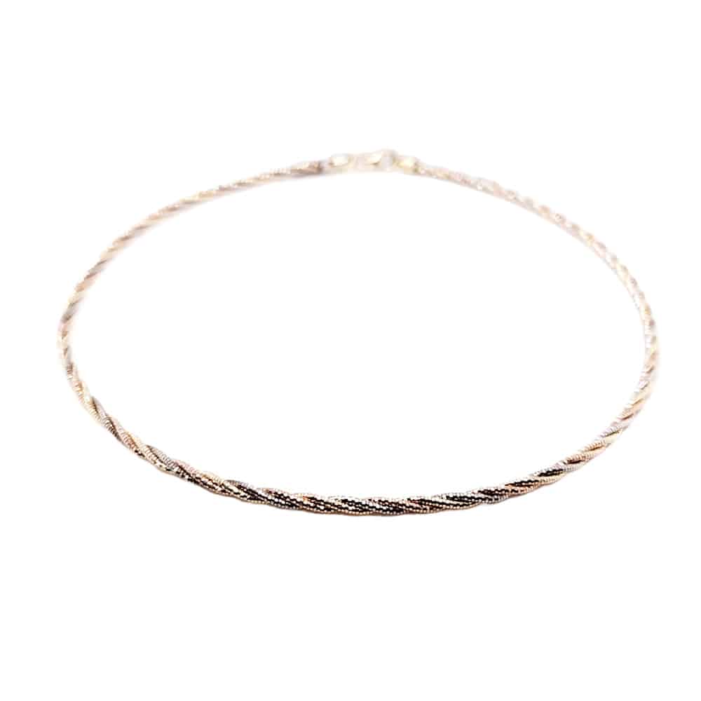 Tricolour Tone Gold Plated Sterling Silver Omega Chain