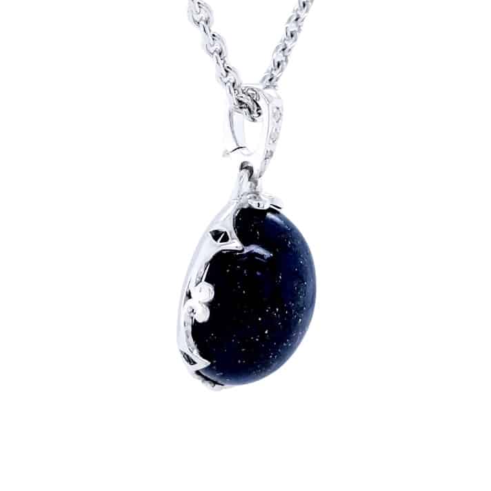 Oval Shaped Enhancer Lapis Lazuli Silver Pendant