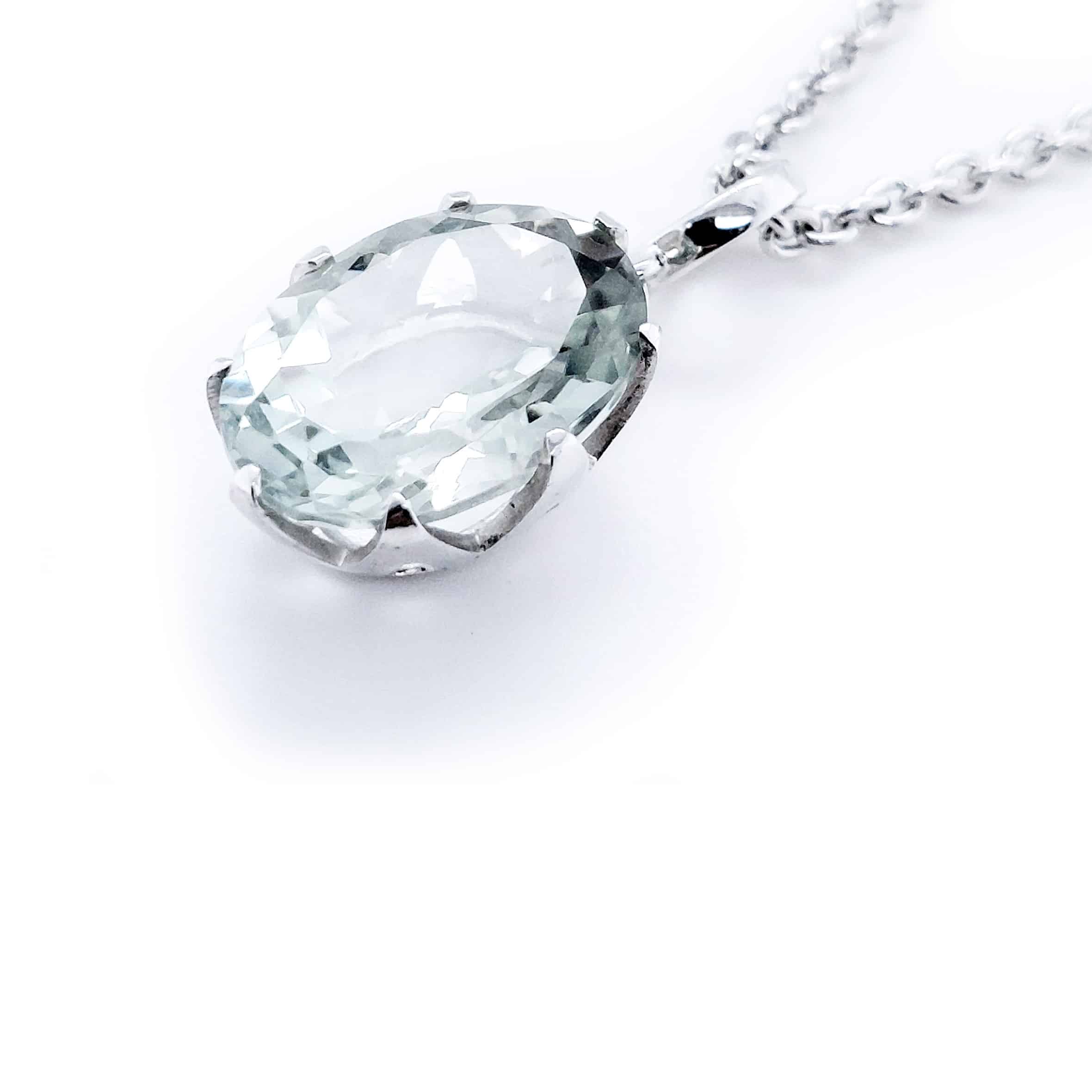 Green Amethyst Enhancer Silver Necklace