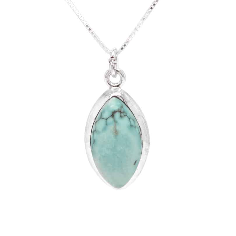 Boat Shape Turquoise Silver Pendant