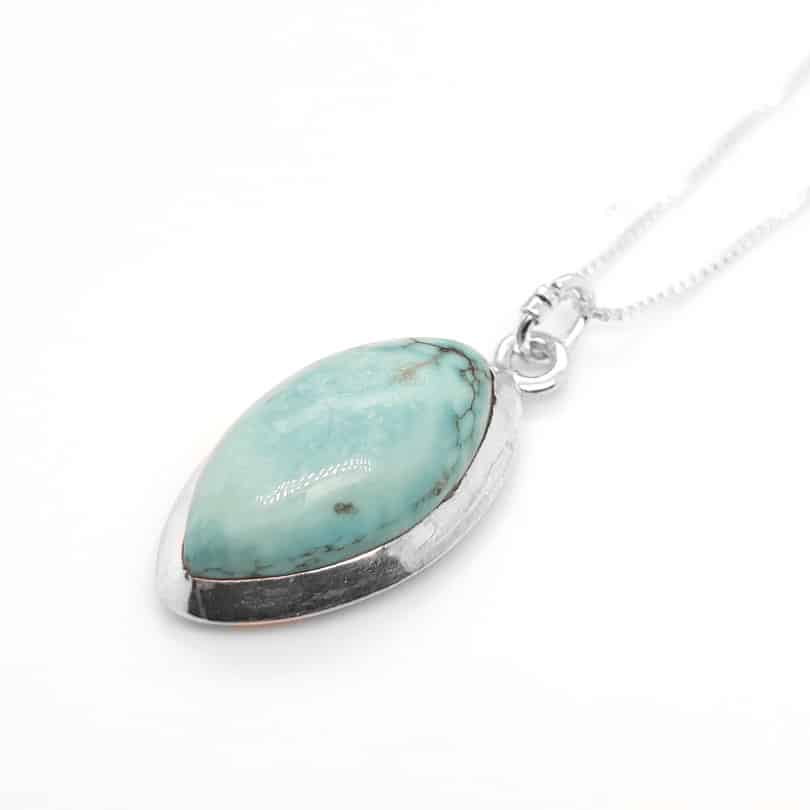 Boat Shape Turquoise Silver Pendant