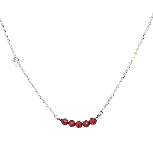 Garnet Beads in Silver Necklace