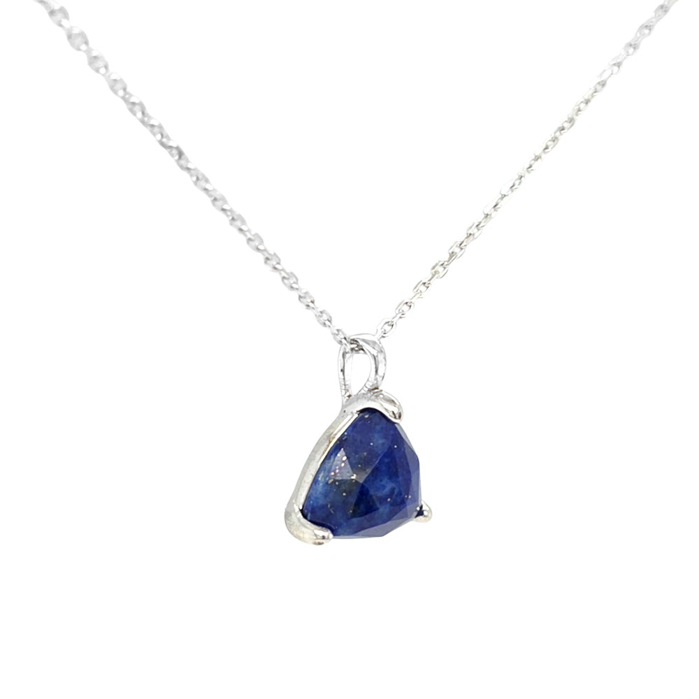 Silver Necklace Set with Triangular Lapis Lazuli