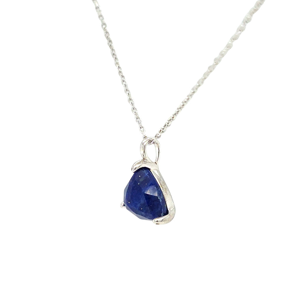 Silver Necklace Set with Triangular Lapis Lazuli