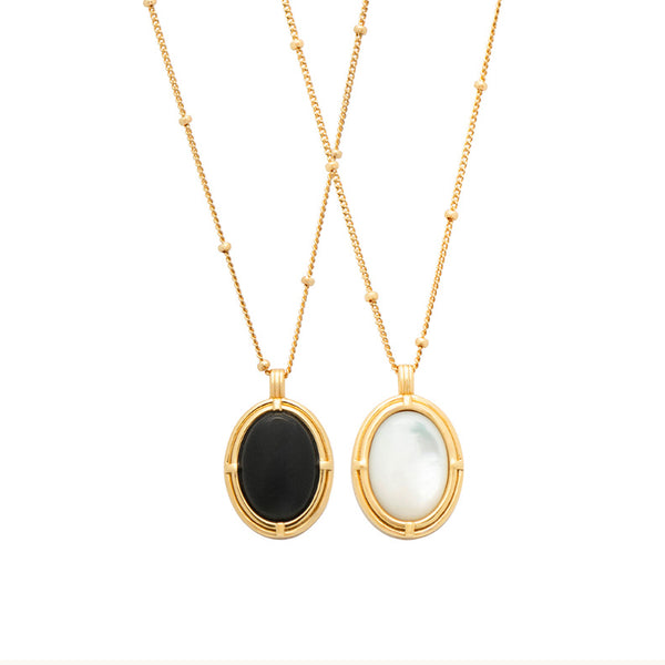 18K Gold Plated Sterling Silver Dark Night Double Side Necklace