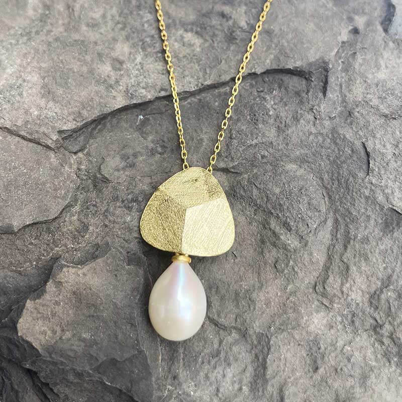 18K Gold Plated Sterling Silver Facet Necklace