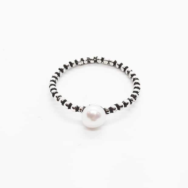 Fresh Water Pearl Oxidised Sterling Silver Ring