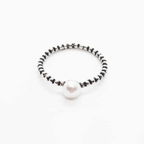 Fresh Water Pearl Oxidised Sterling Silver Ring