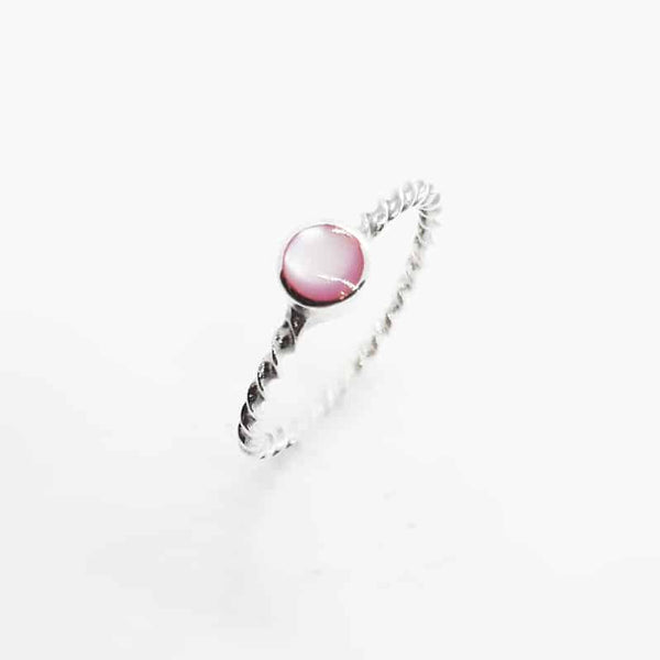 Pink Mother of Pearl Silver Ring