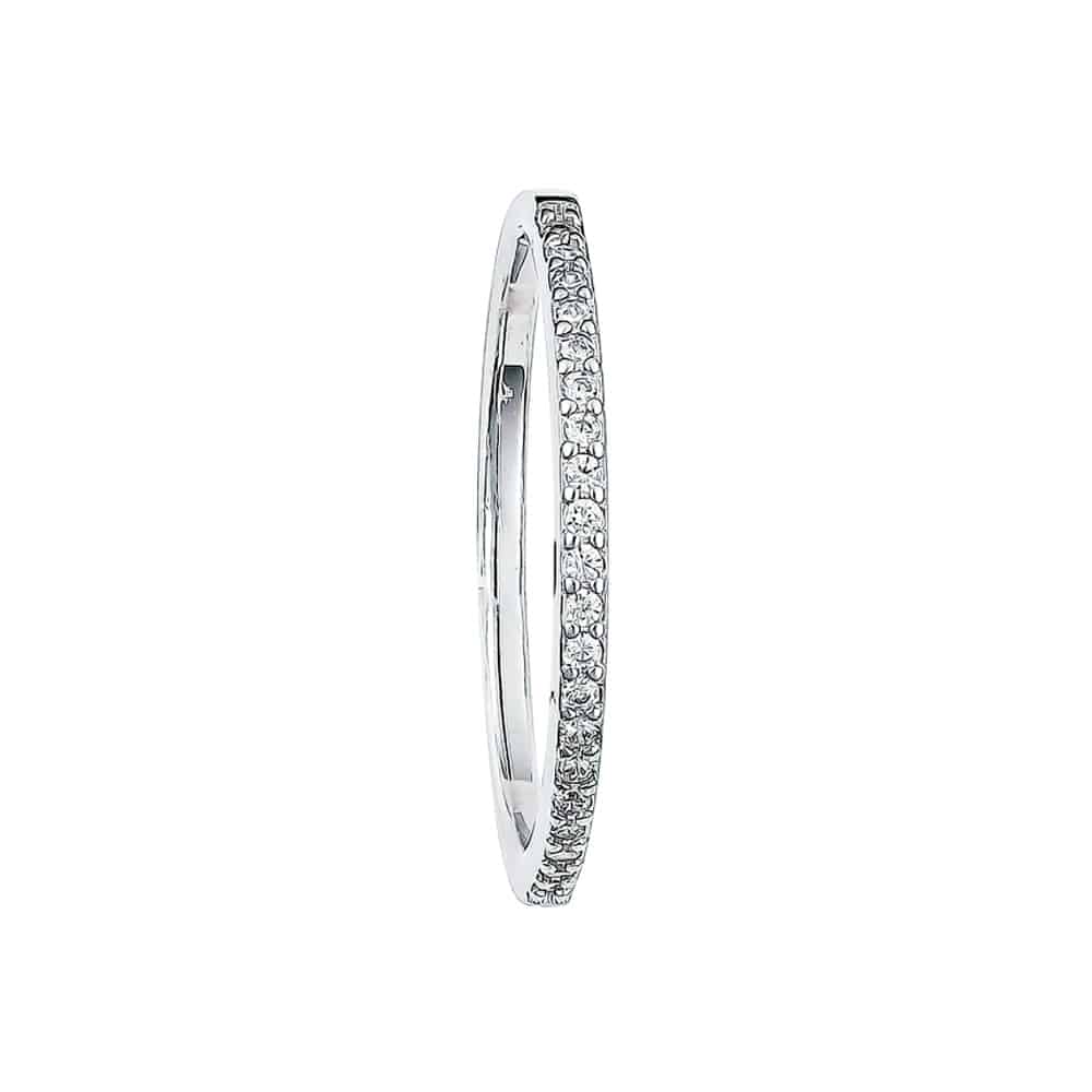 Rhodium Plated Sterling Silver CZ Fine Ring