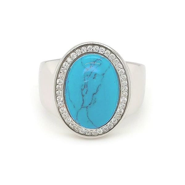 Turquoise and CZ Sterling Silver Ring