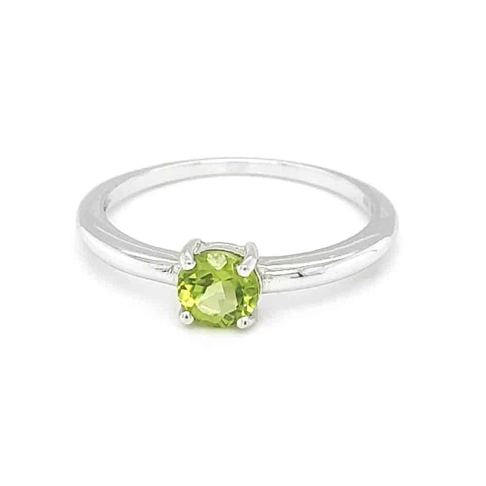 Peridot Round Gemstone Silver Ring