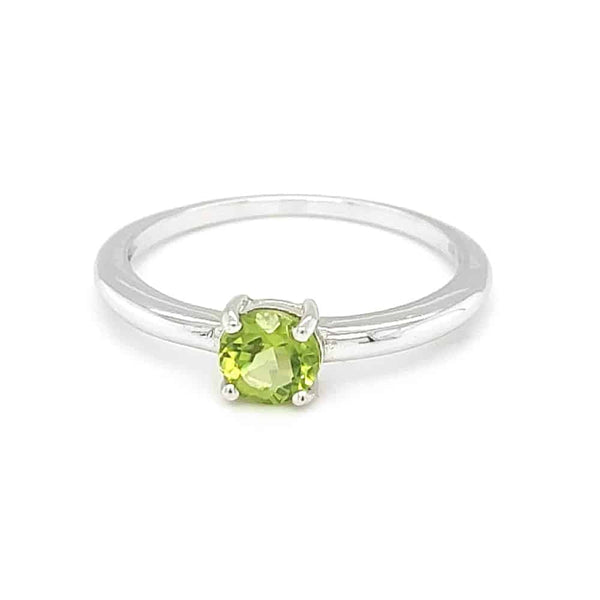 Peridot Round Gemstone Silver Ring