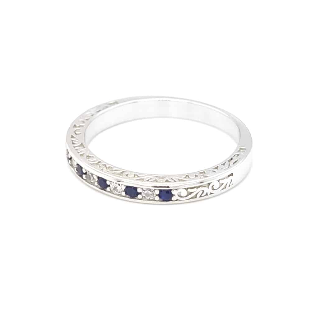Sapphire Blue Coloured CZ Ring