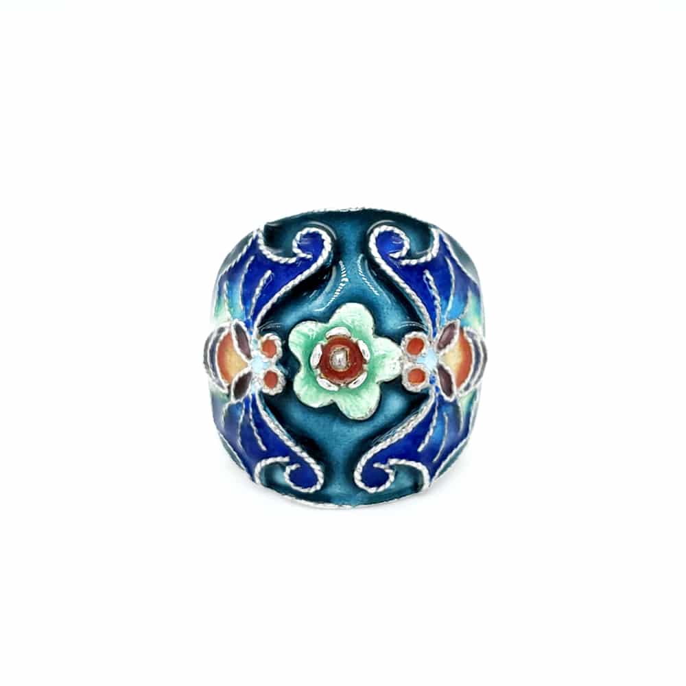 Hand Crafted Enamel Bat Silver Ring