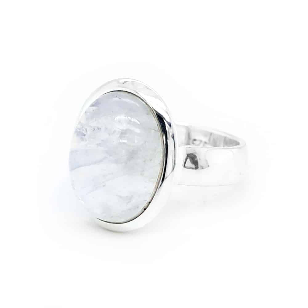 Moonstone Oval Cabochon Set Silver Ring