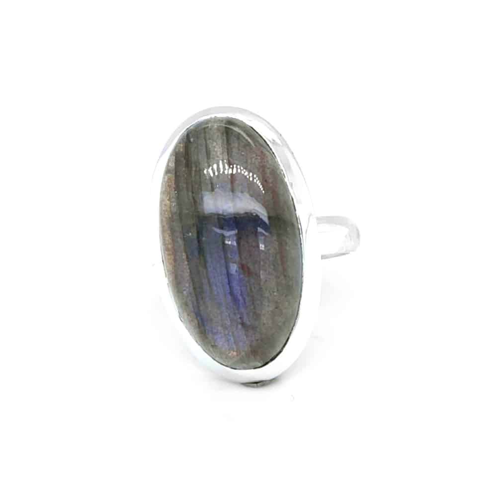 Labradorite Long Oval Shape Sterling Silver Ring