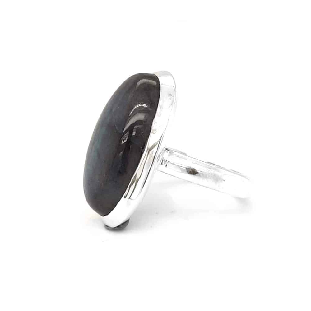 Labradorite Long Oval Shape Sterling Silver Ring