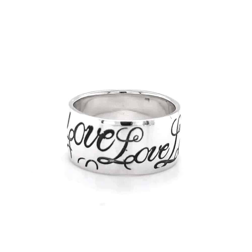Sterling Silver Love Engraved Wide Ring