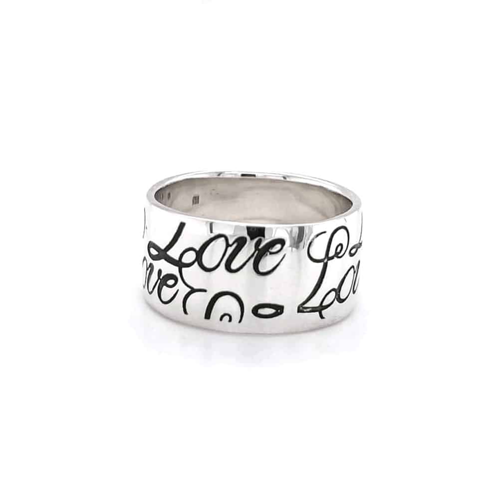 Sterling Silver Love Engraved Wide Ring