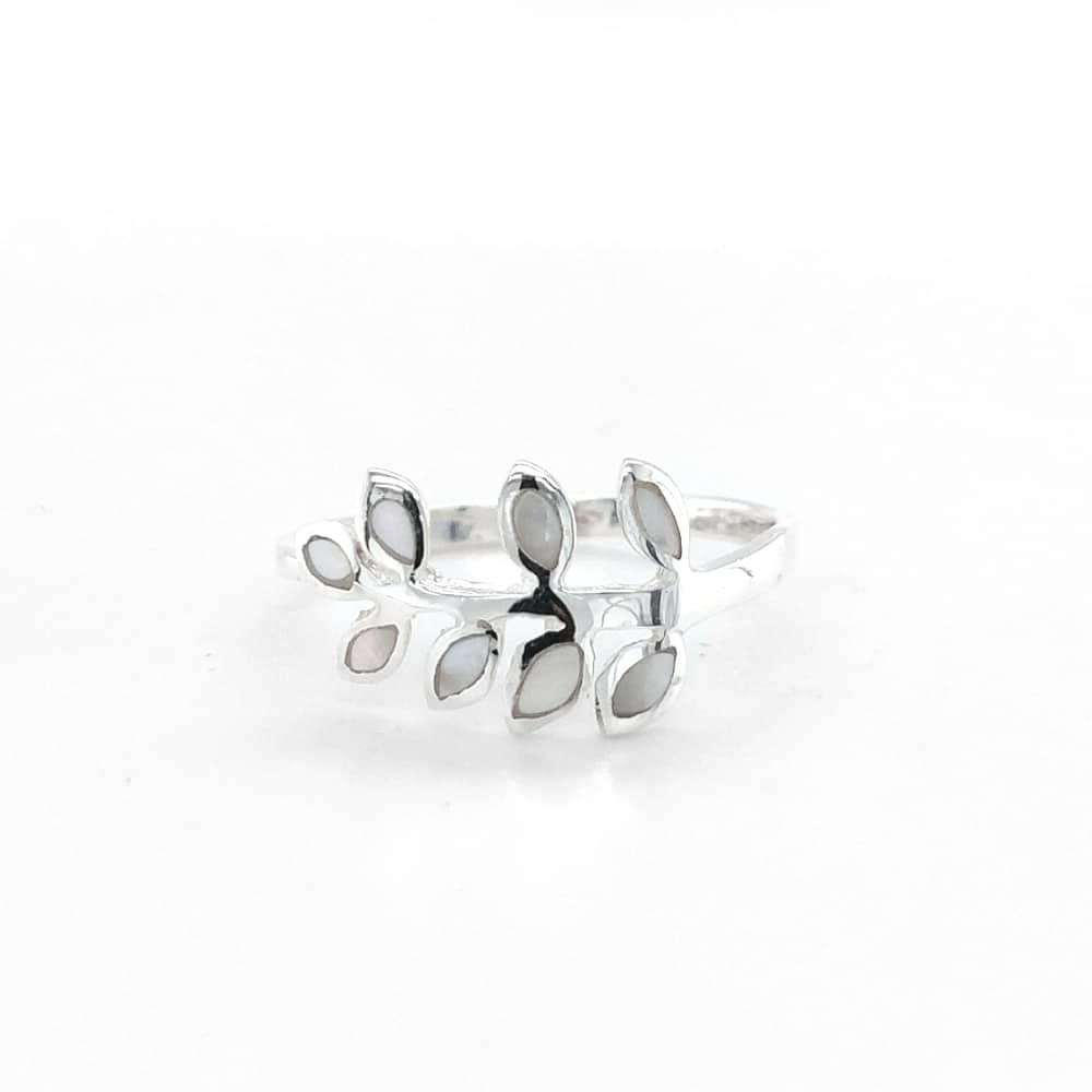 Mother of Pearl Leaf Silver Ring