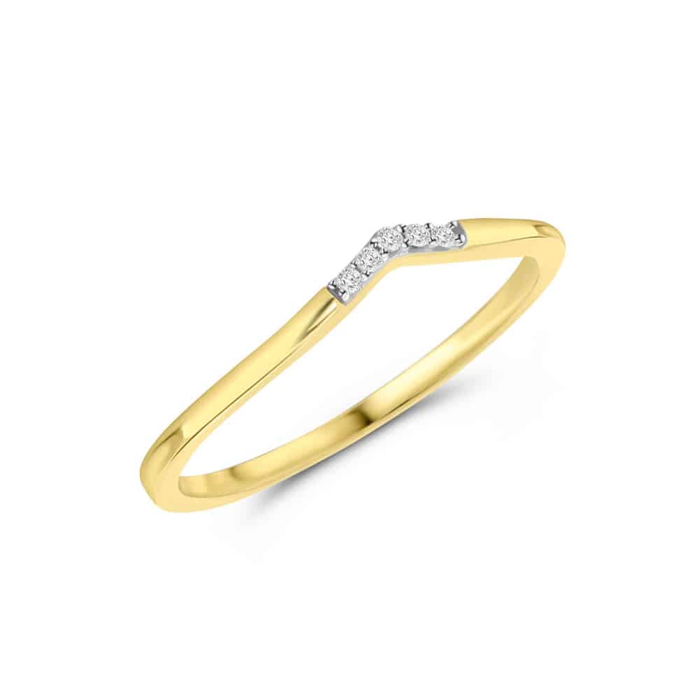 Ring with 0.02ct Diamonds in 9K Yellow Gold